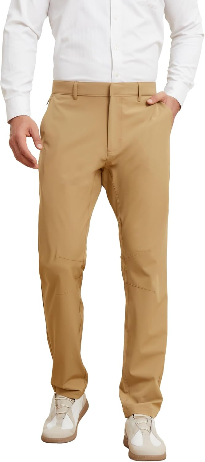 Men's Golf Casual Pants, Lightweight Work Straight-Leg Trousers, Business Travel Stretch Pants with Pockets | Amazon (US)