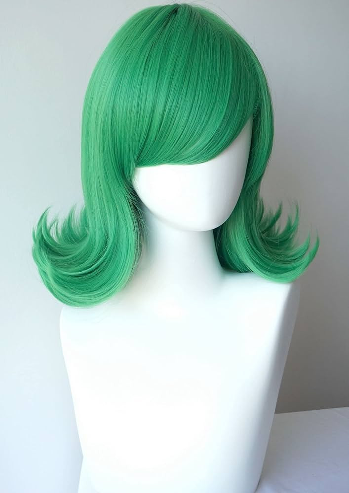 Short Green wig for women Green wavy green wig women costume synthetic wig 14inches for tatsumaki... | Amazon (US)
