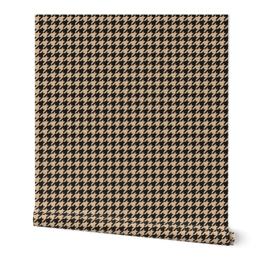 Brown and Black Houndstooth Wallpaper – SMALL Pied-de-poule Pattern for Cozy Farmhouse & Retro ... | Etsy (US)