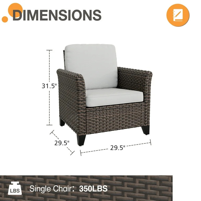 COOS BAY Harbor Retreat Mix Brown Rattan Wicker Outdoor Patio Dining Chairs with Curved Armrest, ... | Walmart (US)