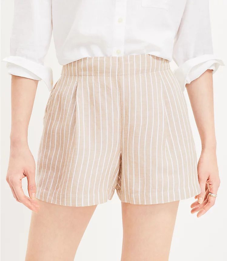 Linen Blend Striped Shorts | LOFT