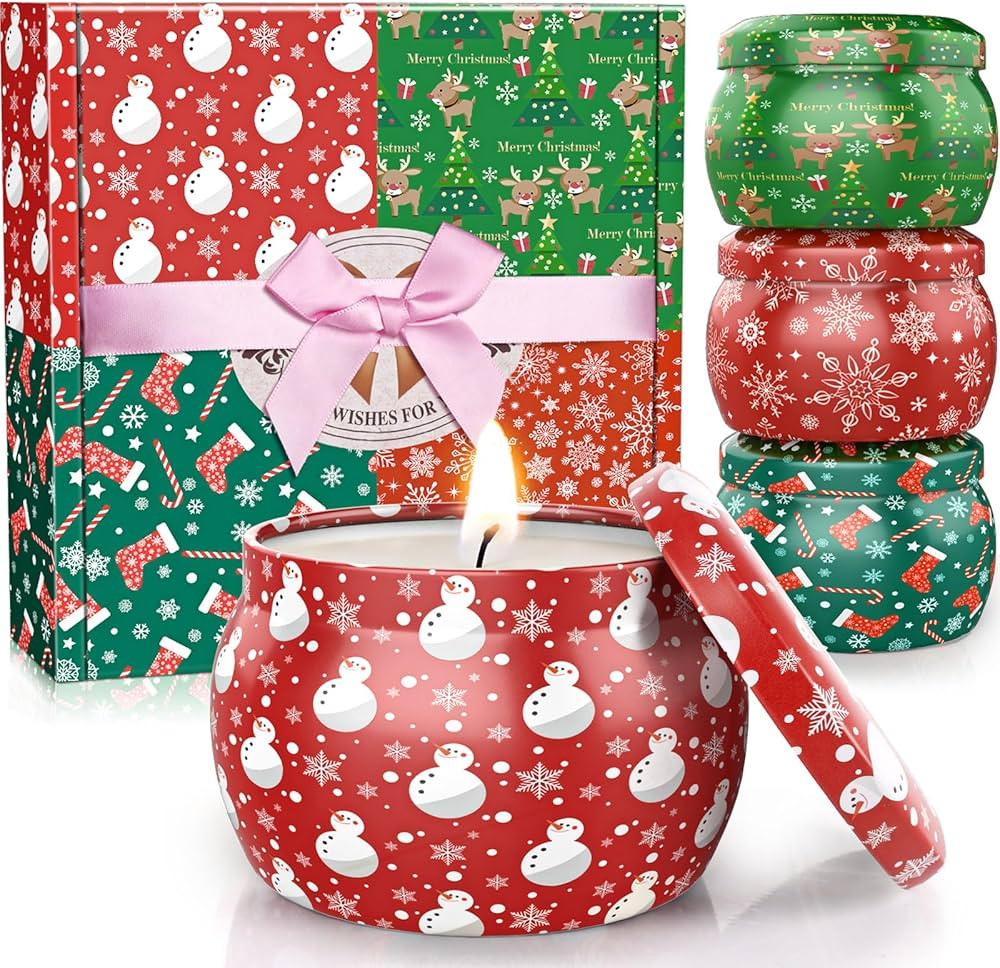 DeckTheHalls Christmas Candles with 8% Natural Aroma Essential Oil, Scented Candles for Reading, ... | Amazon (US)