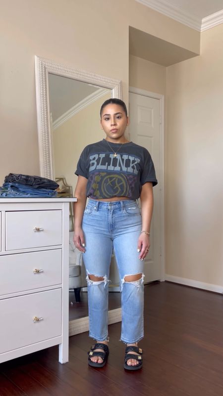 My favorite petite friendly gap jeans are currently up to 60% off at checkout! Wearing a size 27 short/petite in all jeans 
Oversized tee: xs/small 
Black sandals: 6 women’s 

#LTKSaleAlert #LTKFindsUnder100 #LTKStyleTip
