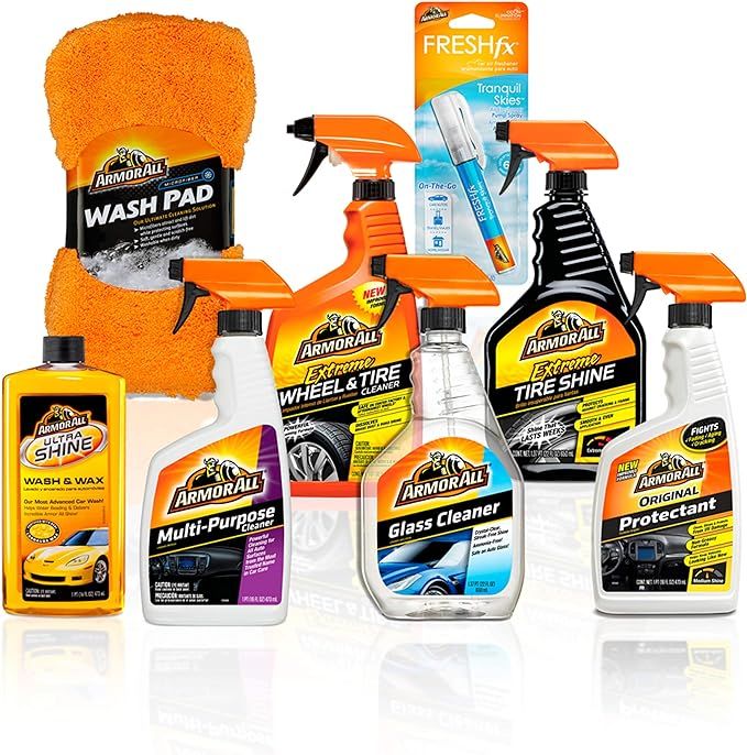 Armor All Premier Car Care Kit (8 Items) - 3pc Ultra Wax & Wash Kit, 3pc Interior, Glass Cleaner ... | Amazon (US)