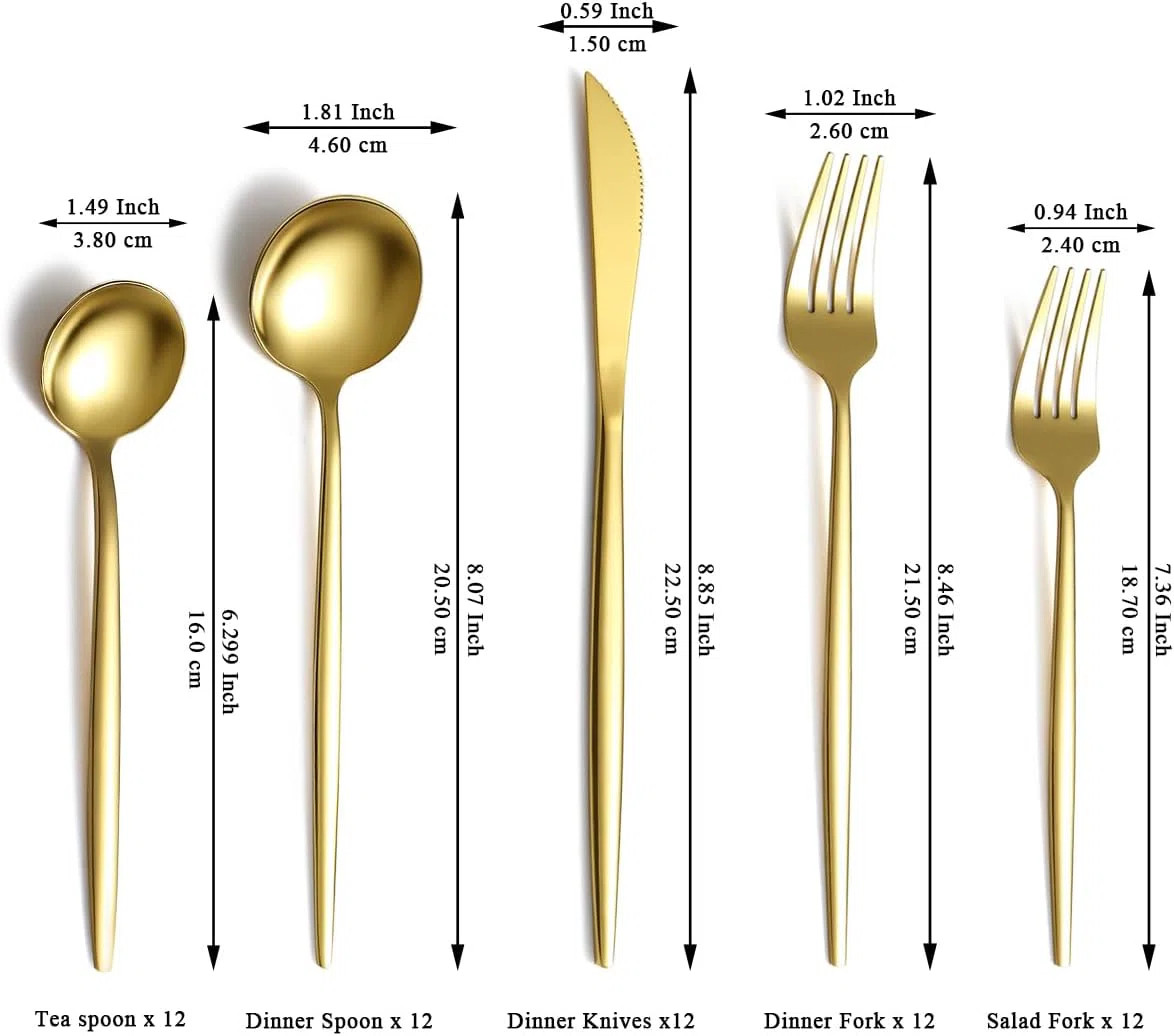 60-Piece Luxury Gold Stainless Steel Silverware Set For 12, Rust-Resistant, Dishwasher Safe, Mode... | Wayfair North America