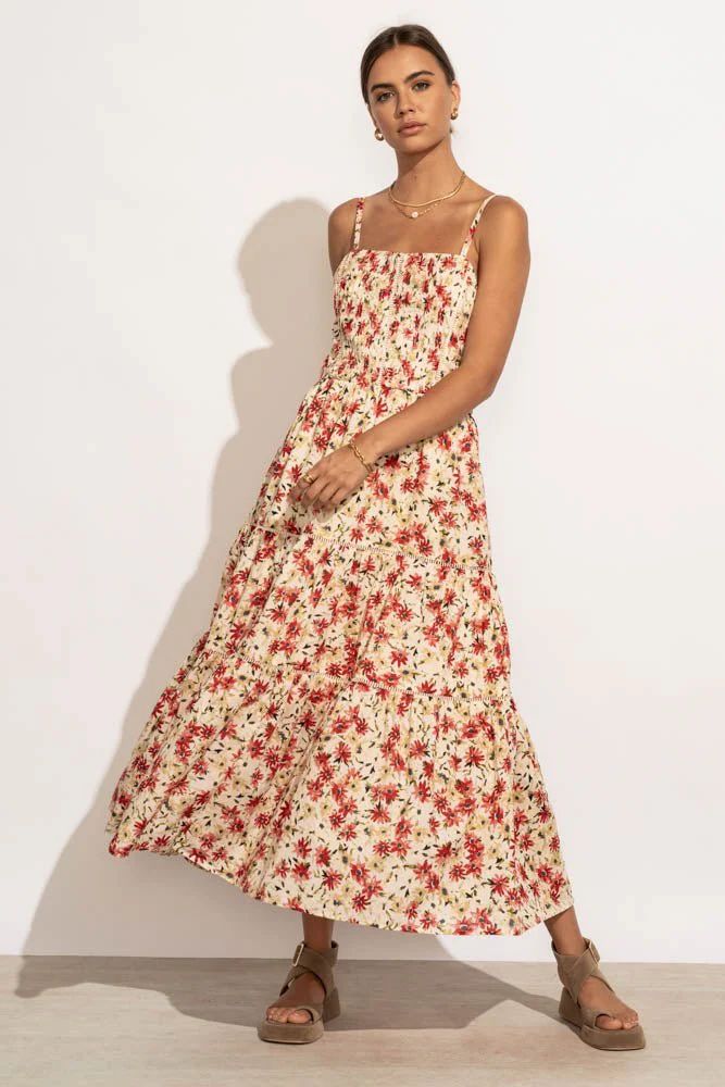 Marla Floral Dress - L / Red - böhme | Bohme
