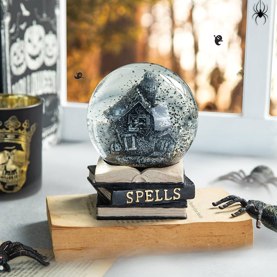 Glitzhome 100MM Halloween Haunted House Water Snow Globe - Poly Resin Glitter Figurine With Spell... | Amazon (US)