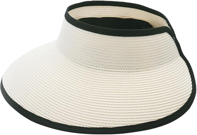 Joywant Womens Sun Visor Hats, Packable Wide Brim Ponytail Beach Hat Straw Visor Summer Beach Vac... | Amazon (US)