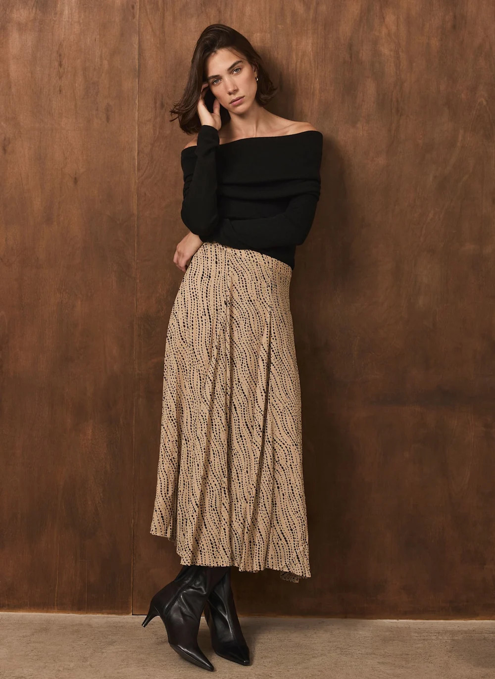 Neutral Spot Print Maxi Skirt | Mint Velvet - US