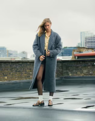 Topshop premium wool blend brushed formal coat in grey | ASOS | ASOS (Global)