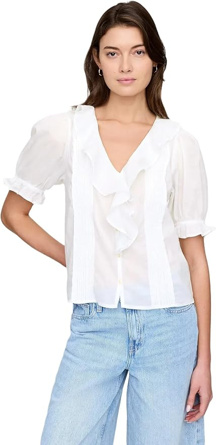 GAP Women's Short Sleeve Ruffle Top | Amazon (US)