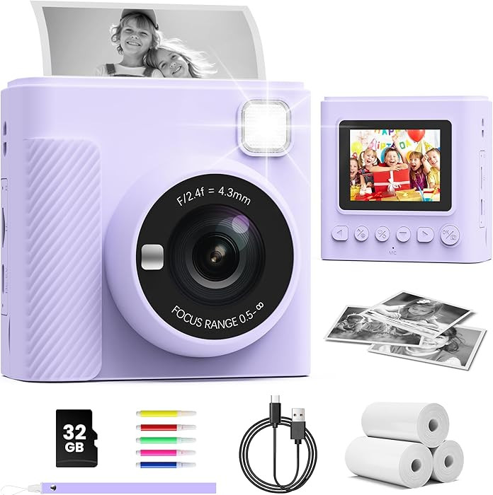 Kids Instant Print Camera, Christmas Birthday Gifts for Girls and Boys, 1080P HD Video Digital Ki... | Amazon (US)