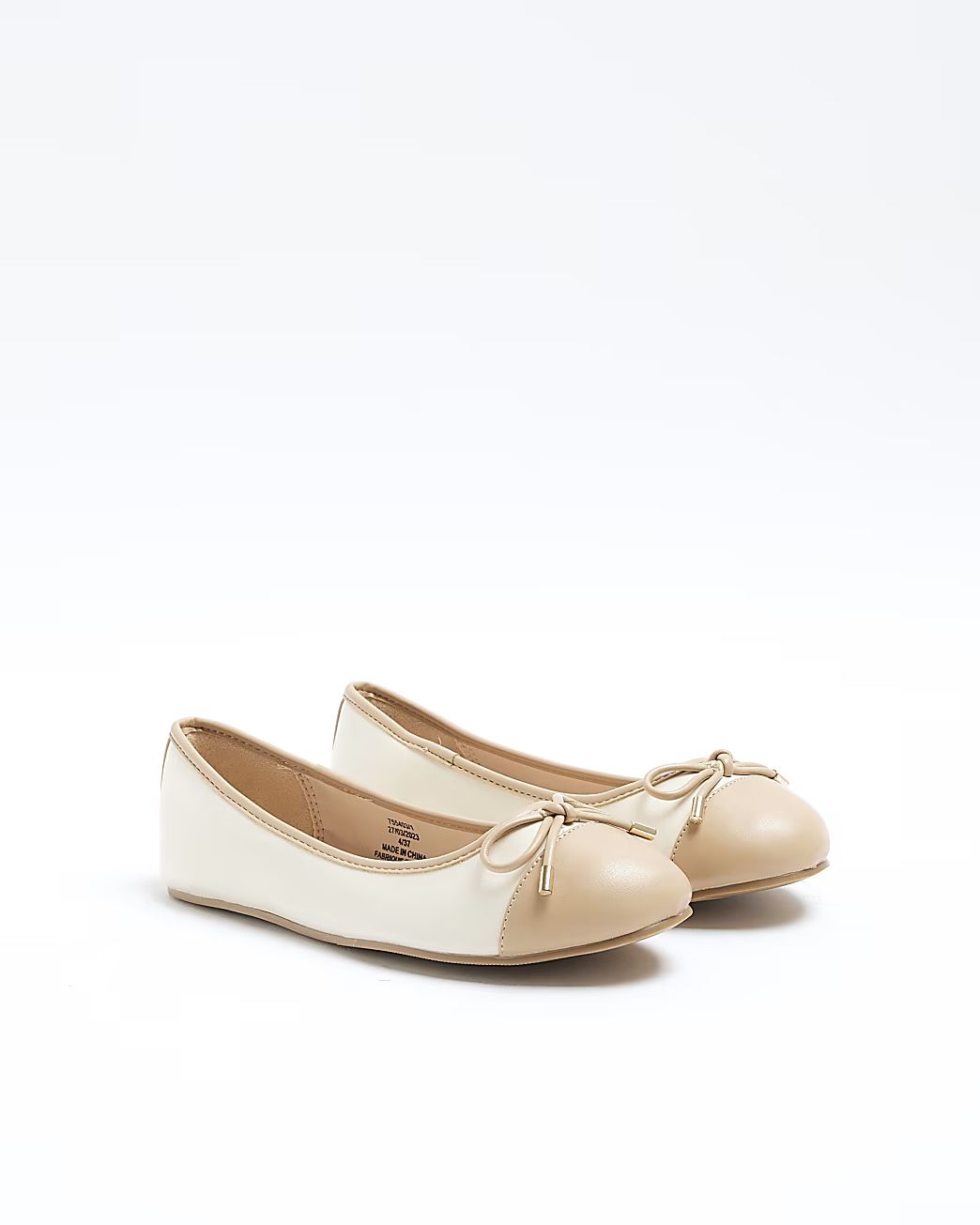 Beige wide fit bow ballet shoes | River Island (UK & IE)