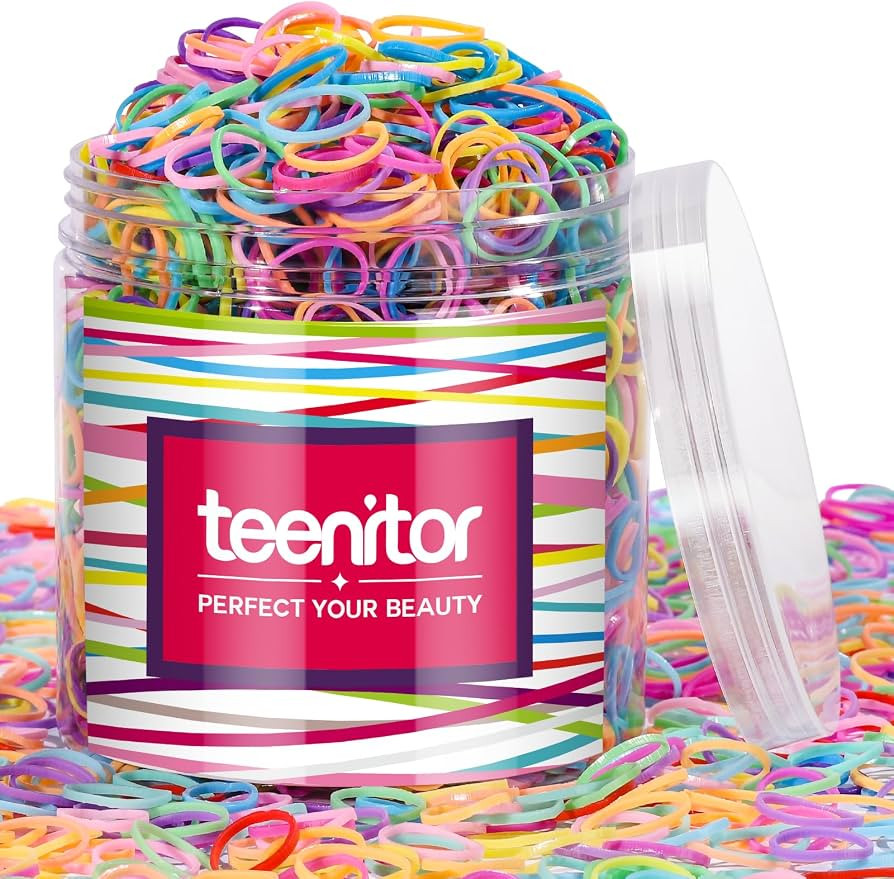Teenitor Color Elastic Hair Bands, Hair Ties,2000pcs Multi Color Hair Holder Hair Tie Elastic Rub... | Amazon (US)