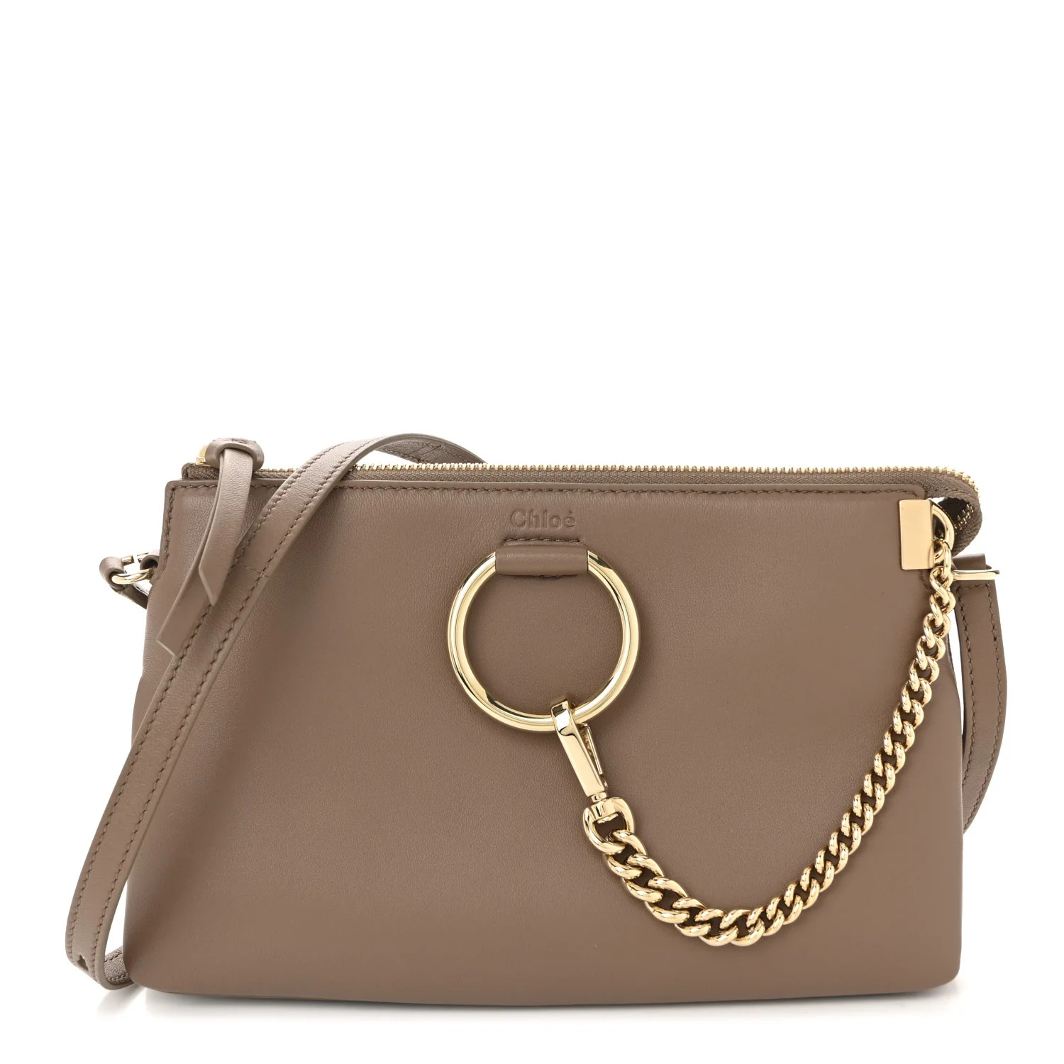 Supple Lambskin Small Faye Soft Zippered Shoulder Bag Neutral | FASHIONPHILE (US)