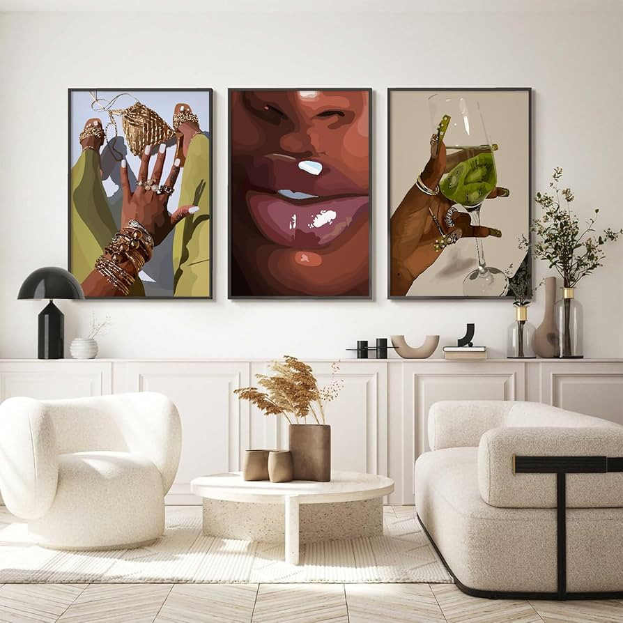 Black Girl Wall Art African Woman Canvas Wall Decor American Black Women Wall Art Black Female Pi... | Amazon (US)
