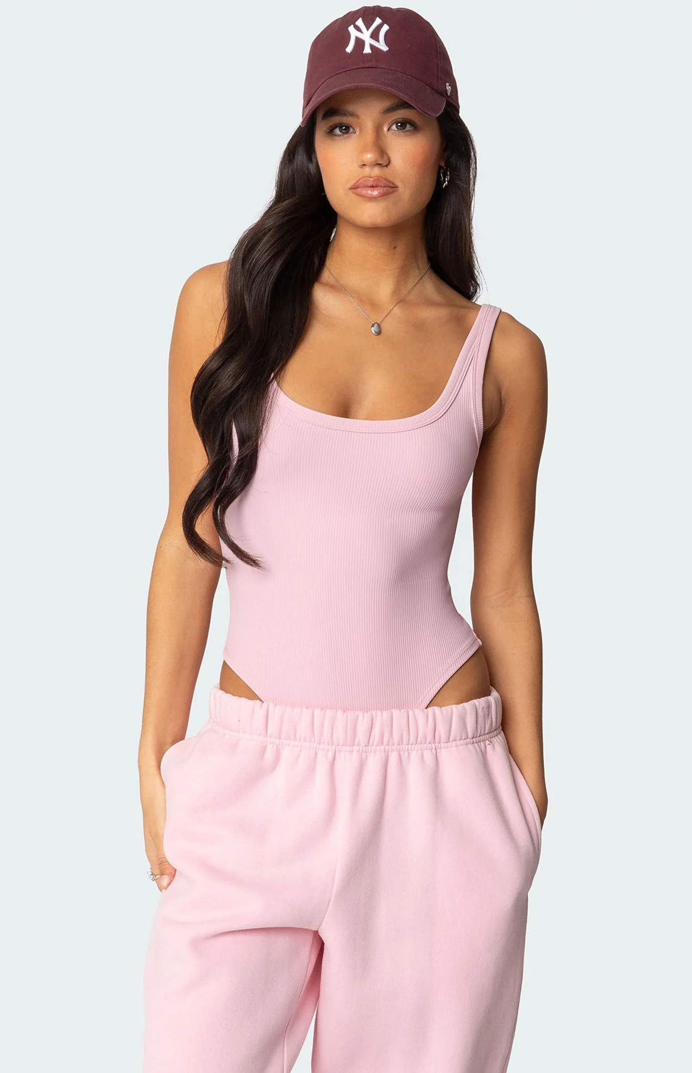 Edikted Women's Lakely Ribbed Bodysuit in Pink - Size Small | PacSun