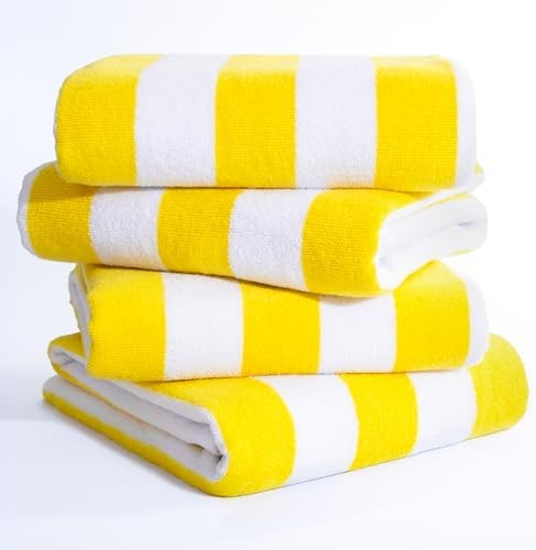 American Soft Linen Cabana Striped Beach Towels, 30x60 inch 4 Piece Oversize Pool Towels, Quick D... | Amazon (US)