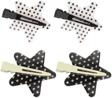 4PCS Black White Polka Dot Star Hairpin, No Crease Hair Clips - Seamless Duckbill Barrettes for W... | Amazon (US)