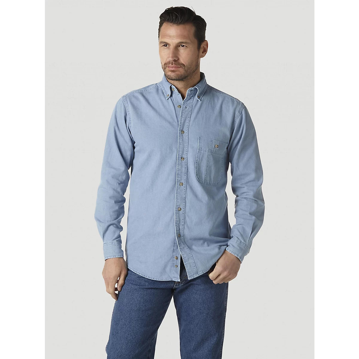 Wrangler Rugged Wear® Denim Basic Shirt in Stonewash | Wrangler