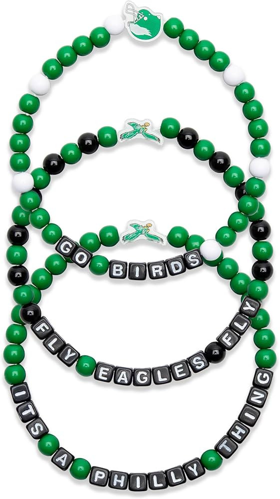 FOCO Philadelphia Eagles NFL Retro Kelly Green 3 Pack Beaded Friendship Bracelet | Amazon (US)