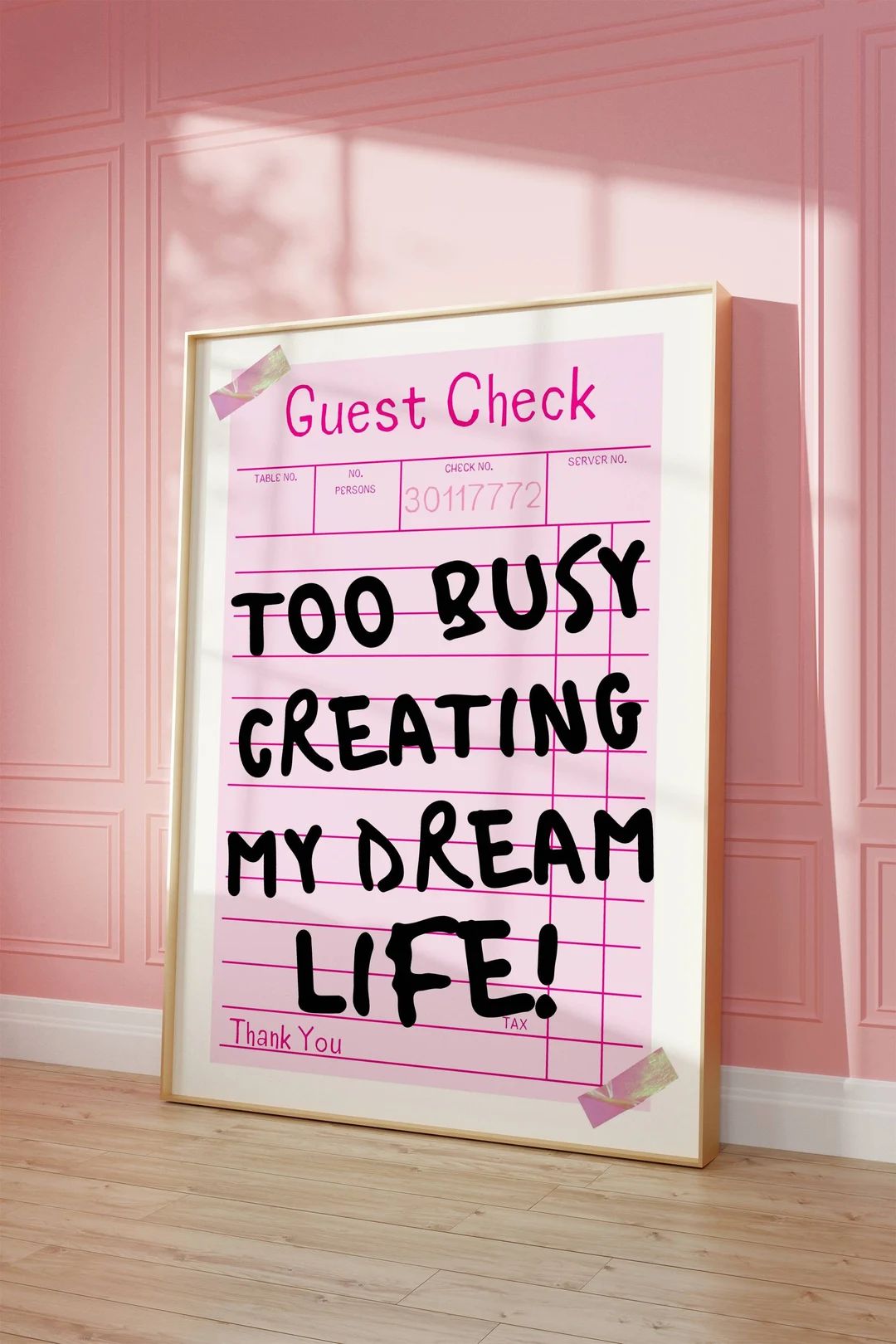 GUEST CHECK Receipt, Too Busy Creating My Dream Life Retro Wall Art, Trendy Prints, Guest Check P... | Etsy (US)