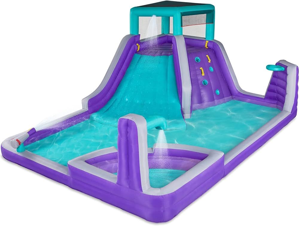Sunny & Fun Four Corner Inflatable Water Slide Park – Heavy-Duty for Outdoor Fun - Climbing Wal... | Amazon (US)
