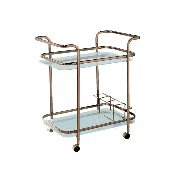 HOMES: Inside + Out Elleria Rectangular Metal Serving Cart Metal/Champagne | Target