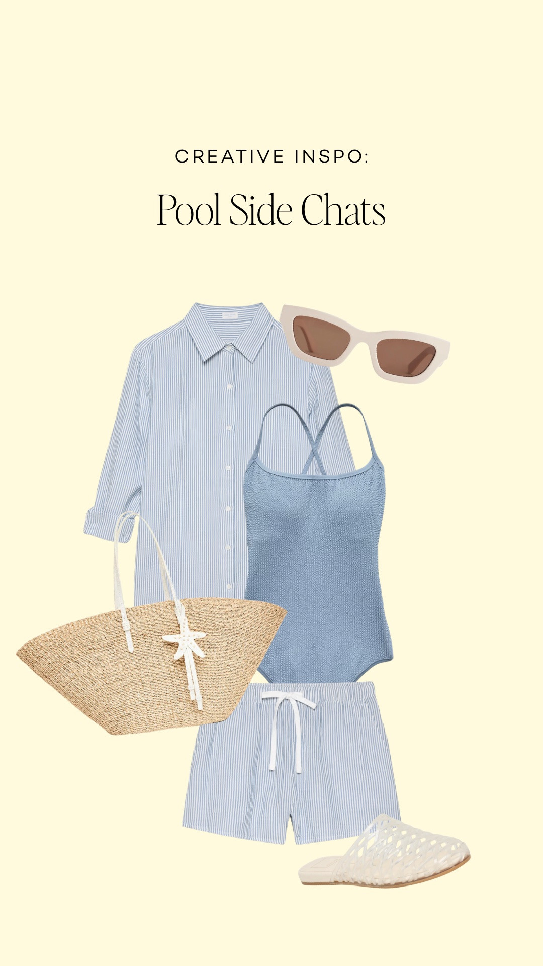 An easy poolside look in breezy blue and white 🩵 A striped shirt-and-short set works as the perfect swimsuit cover-up, while jelly flats, a woven tote, and polarized sunglasses keep it polished and practical.

#LTKswim #PoolsideStyle #SwimsuitCoverup #ResortWear #VacationStyle #SummerOutfit #LTKtravel