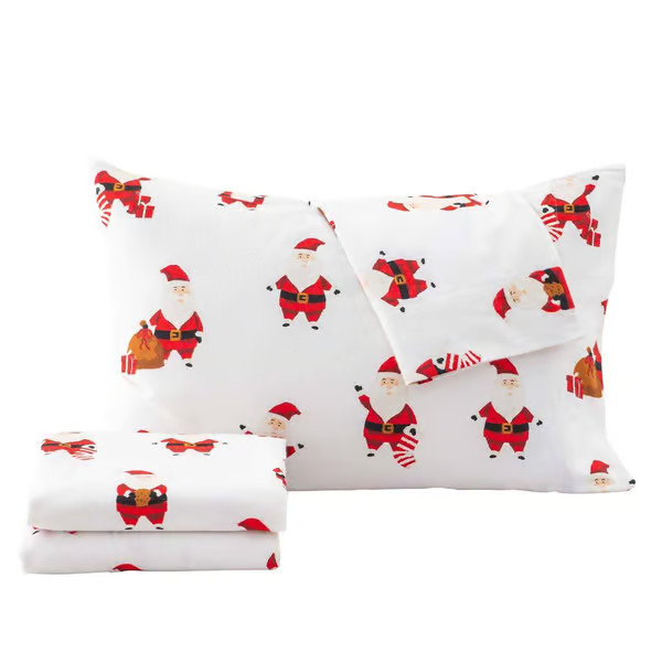 Freshfolds Cotton Jolly Santa Holiday 4pc. Flannel Sheet Set | Boscov's Department Stores