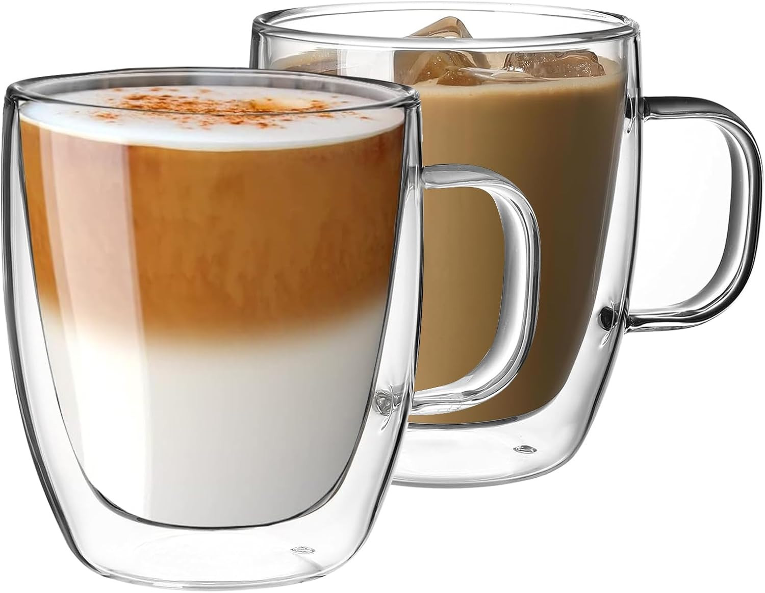 CMXING Double Walled Glass Coffee Mugs 350ml, Clear Insulated Coffee Mugs with Handles, Hand Blow... | Amazon (UK)