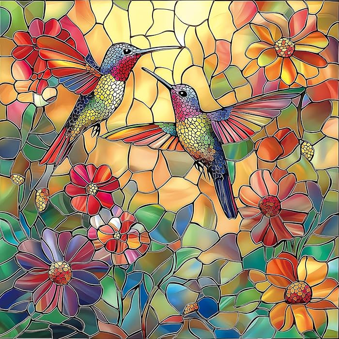 Hummingbird Flower 500 Piece Puzzles for Adults, Stained Glass Jigsaw Puzzles 500 Pieces, Challen... | Amazon (US)