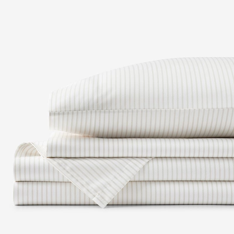 Legends Hotel™ Lila Stripe Wrinkle-Free Sateen Sheet Set - Beige/Ivory, Size Twin | The Company Stor | The Company Store