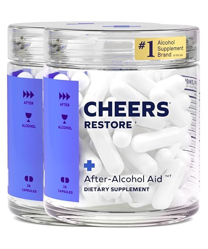 Cheers Restore | Supplement with DHM + L-Cysteine | Feel Better After Drinking & Support Your Liver | 24 Doses | Dihydromyricetin, Cysteine, Prickly Pear, B-Vitamins, Ginger | Amazon (US)
