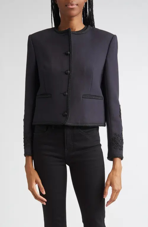 Veronica Beard Latrell Soutache Embroidered Jacket in Navy at Nordstrom, Size 12 | Nordstrom