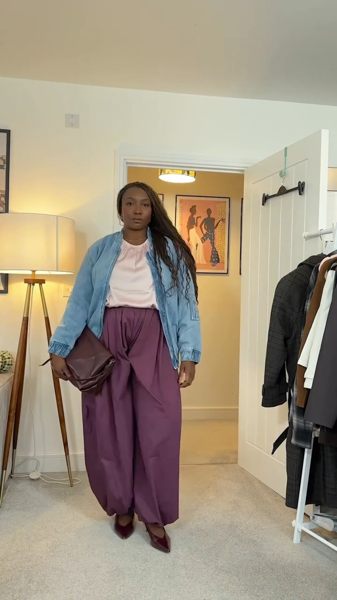 “Party-ready ✨ Rocking wide-leg plum trousers, a soft blush top, and a relaxed denim jacket for a look that’s bold, stylish, and full of personality. Loving the mix of colour, volume, and attitude because body confidence starts with wearing what makes you feel amazing. 💜✨”

#PartyOutfit  #CurveStyle #FashionInspo #BoldStyle #WideLegTrousers #PlumAesthetic #DenimJacket #StyleConfidence #OOTD #CurvyFashion #ColourfulStyle