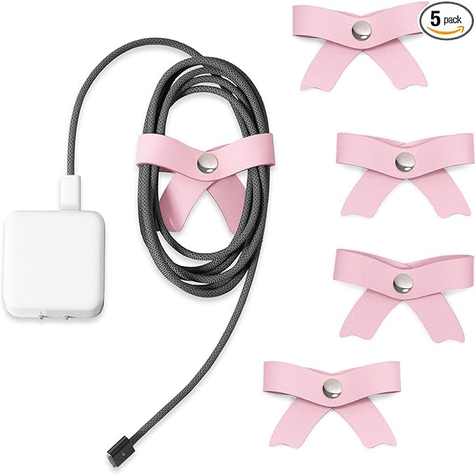 SenseAGE 5 Pack Cord Organizer, Bow Cord Keeper, Cable Organizer USB Holder, Leather Cable Manage... | Amazon (US)