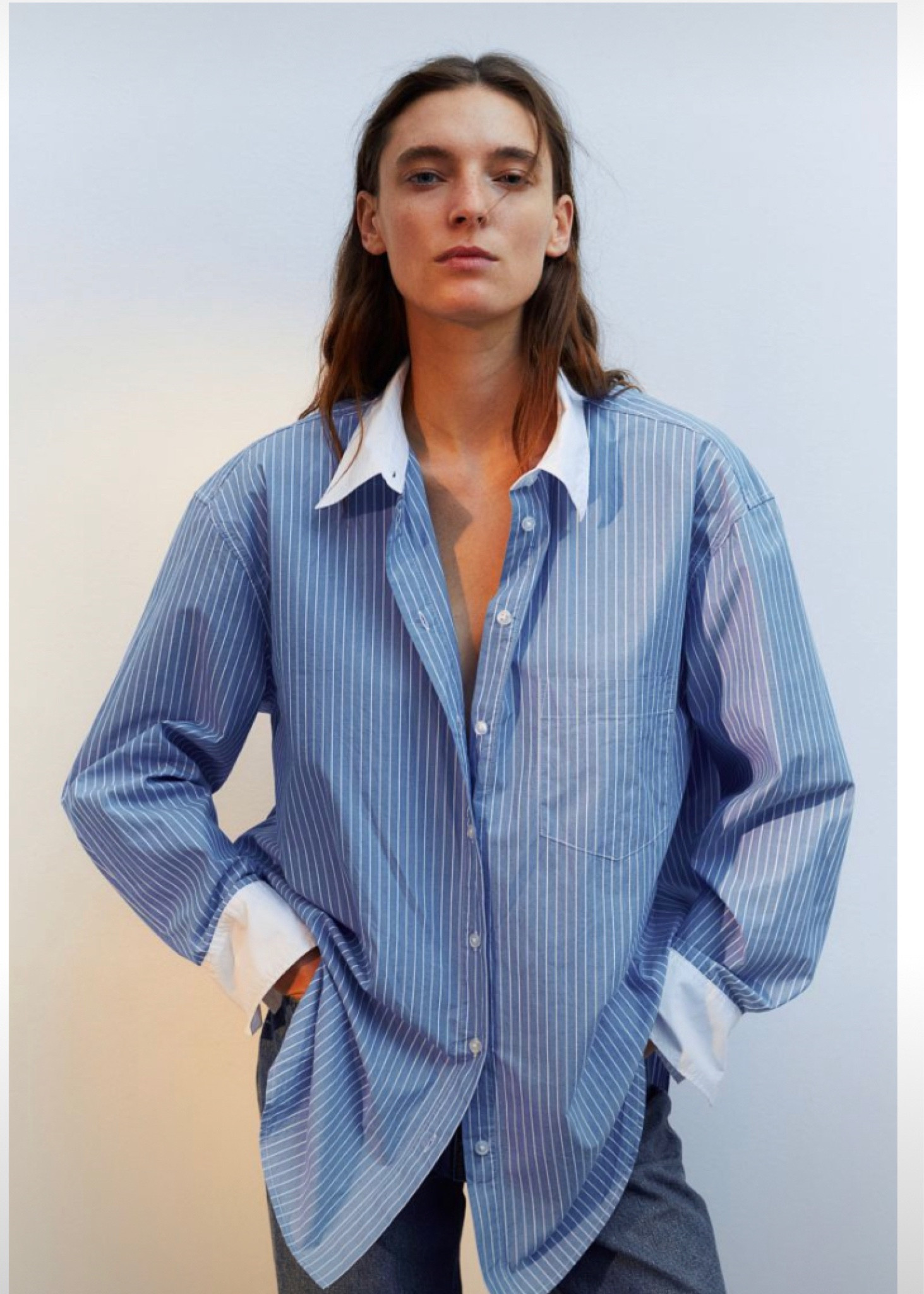 Poplin striped shirt also comes I’m white 26.99 

#LTKstyletip #LTKworkwear #LTKSale