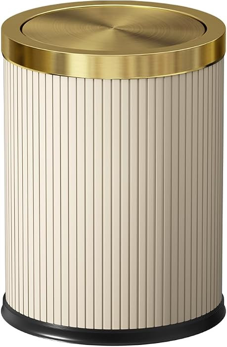White Gold Bathroom Trash Can,Bedroom Garbage can with lid\uff0cModern Trash Can with Flipping Li... | Amazon (US)
