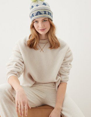 AE Sherpa Crew Neck Sweatshirt | American Eagle Outfitters (US & CA)