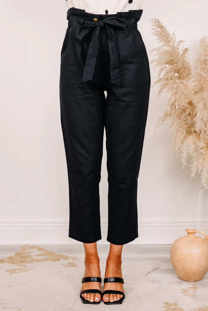 I'll Be Waiting Black Paperbag Pants | The Mint Julep Boutique