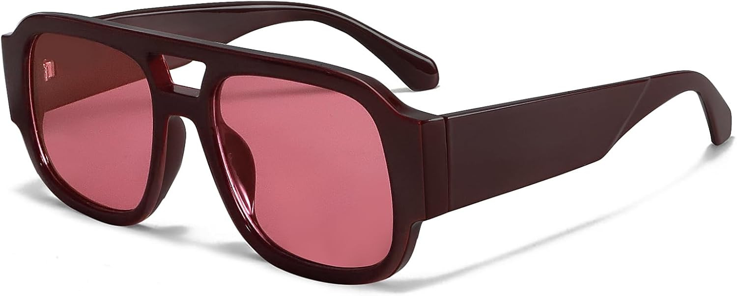 TYA Retro Oversized Aviator Sunglasses for Women Men 2026 Square Double Bridge Trendy Sun Glasses UV400 | Amazon (US)