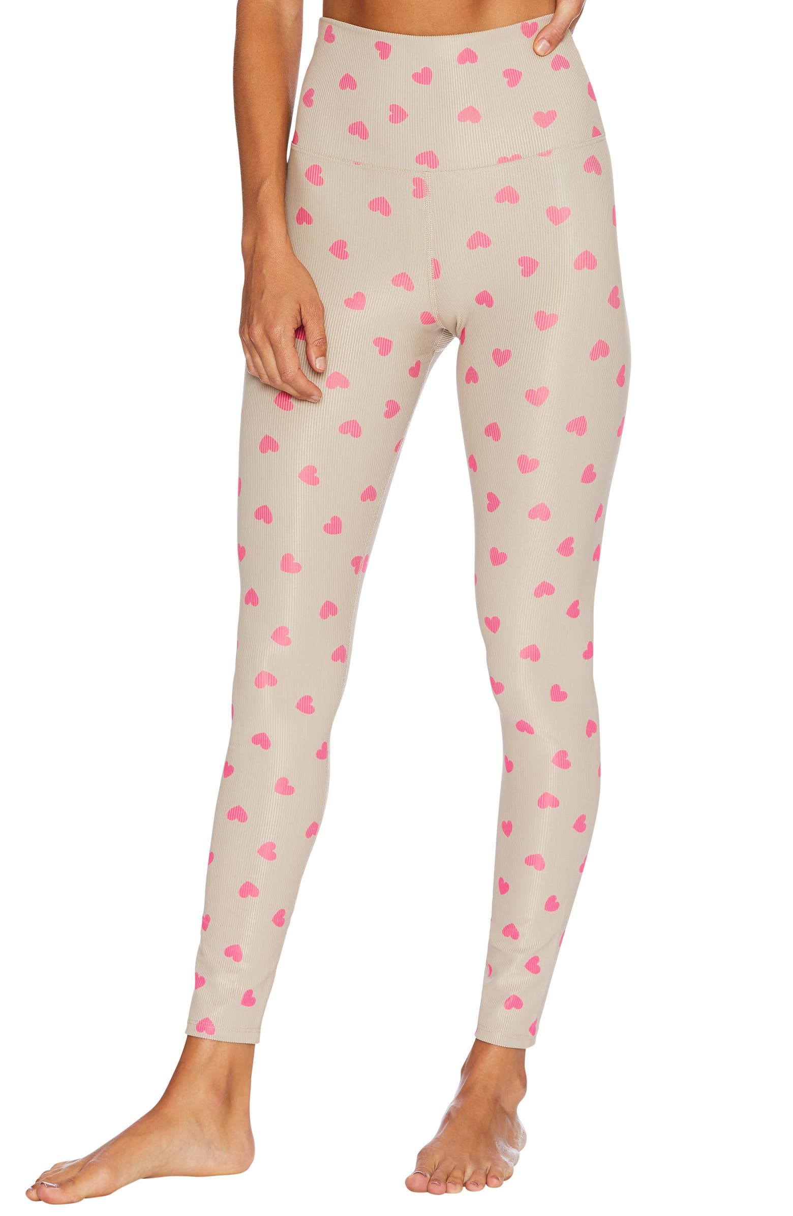 Ayla Heart Print Ribbed Leggings | Nordstrom