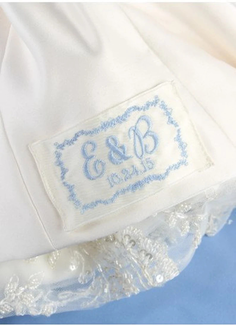 Custom Embroidered Vine Wedding Dress Label Gown Accessories Something Blue Bridal Shower Gift Id... | Etsy (US)