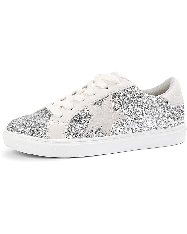 PARTY Women's Fashion Star Sneaker Lace Up Low Top Comfortable Cushioned Walking Shoes | Amazon (US)