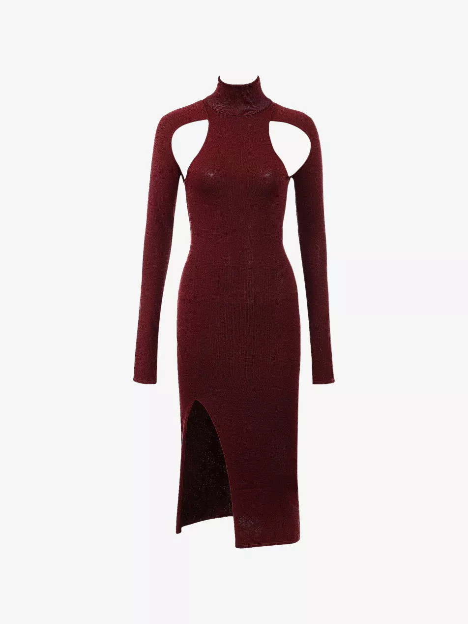 Cut-Out High-Neck Jersey Midi Dress | Selfridges