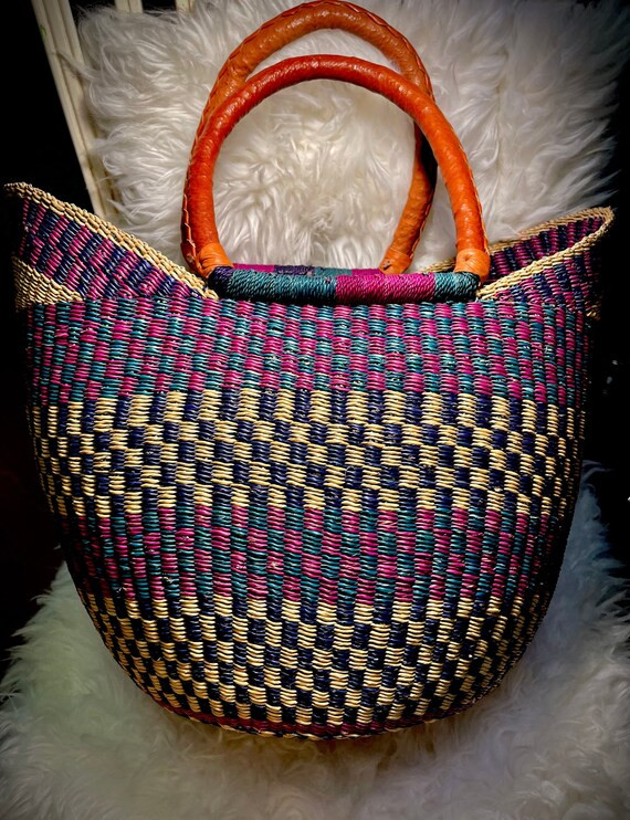 African basket - Large oval basket with 2 handles - Bolga basket -fairly traded basket- Farmers m... | Etsy (US)