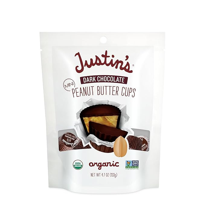 Justin's, Peanut Butter Cups Dark Chocolate Mini Organic, 4.7 Ounce | Amazon (US)