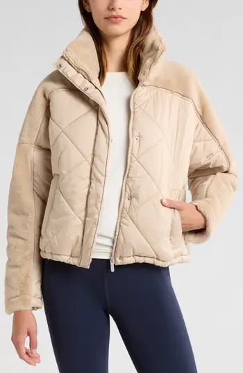 Faux Fur Mixed Media Quilted Jacket | Nordstrom