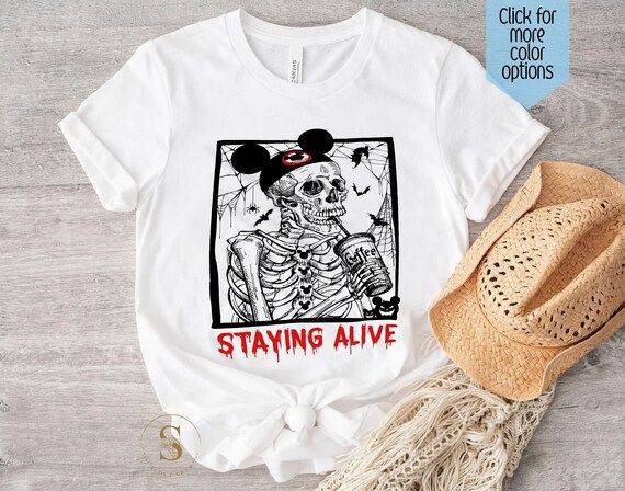 Funny Staying Alive Skeleton Drinking Coffee T-shirt Skeleton - Etsy | Etsy (US)
